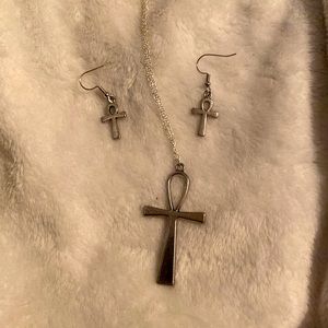 Ankh earrings and necklace